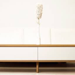 Wood Tv Stand, Media Unit in Oak With 2 Drawers, Lowboard, Entertainment Unit, Console Table, Cabinet, Record Player Stand - thumbnail 2