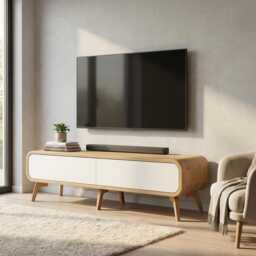 Wood Tv Stand, Media Unit in Oak With 2 Drawers, Lowboard, Entertainment Unit, Console Table, Cabinet, Record Player Stand