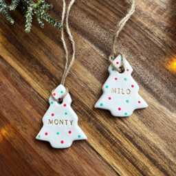 Personalised Clay Christmas Tree Bauble Decoration Ornament, Custom Xmas Decor - thumbnail 3