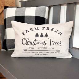 Farm Fresh Christmas Tree Pillow Cover Rustic Linen Holiday Decor - thumbnail 4