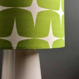 Green Table Lamp With A Retro Motif On The Shade. Earthenware Base. 37cm High. This Isn't Mass-Produced Item Only One Was Made - thumbnail 2
