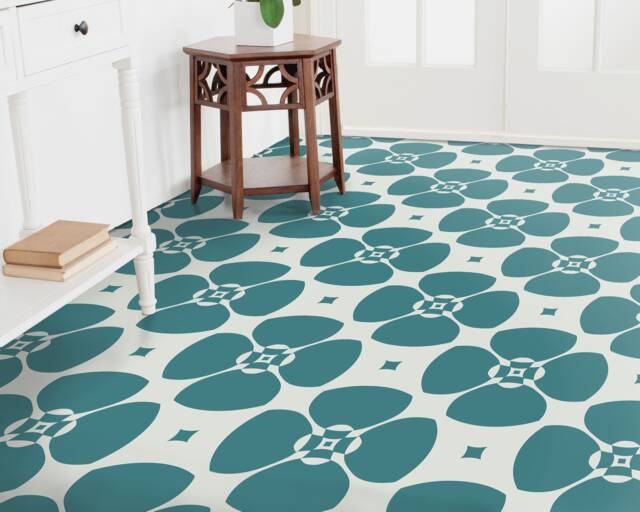 Pansy Flowers Pattern Vinyl Flooring, Blue Luxury White Nursery Geometric Office Decor, Homecoming Proposal Ideas - image 1