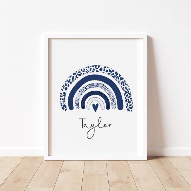 Animal Print Rainbow Nursery Art - Personalized Name - image 1
