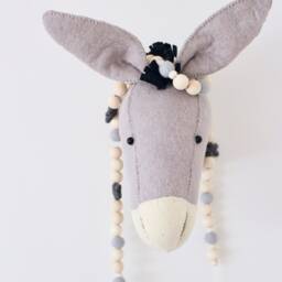 Donkey Head - Stuffed Animal Faux Taxidermy Nursery Decor Woodlands Farmhouse - thumbnail 2