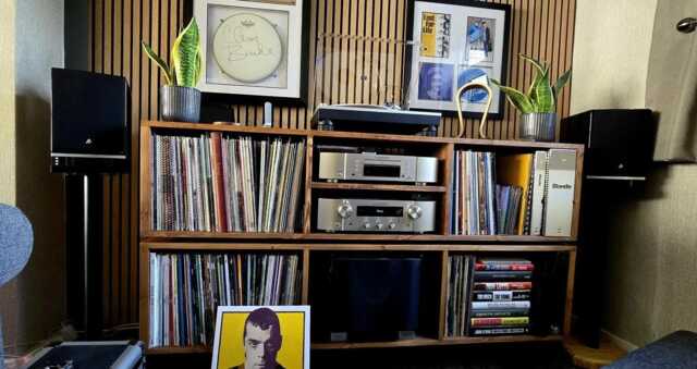 Two Tier Vinyl Record Cabinet - Storage Dj Minimal Unit Desk Console - image 1
