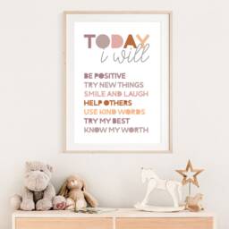 Boho Nursery Wall Art, Girls Prints, Bedroom Decor, Daily Affirmation Print, Kids Self Love, Playroom Baby - thumbnail 3