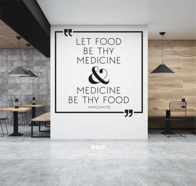 Let Food Be Thy Medicine Hippocrates Wall Decal Quote - Vinyl Kitchen Custom Home Decor - image 1