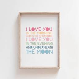 Girls Nursery Print, Quote, Wall Art, Bedroom, Decor Rainbow I Love You in The Morning - thumbnail 2