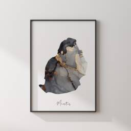 Mauritius Map Black & Gold Wall Art Print [Ev] - thumbnail 3
