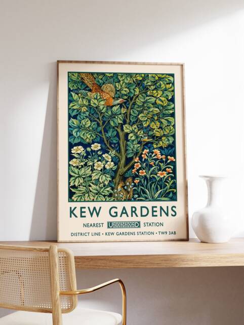 William Morris Print, Kew Gardens London Poster, Vintage Wall Art, Floral A1/A2/A3/A4 - image 1
