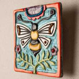 Queen Bee Handmade Ceramic & Mosaic Tile Mounted Square Wall Art Made To Order By Romy Clare - thumbnail 2
