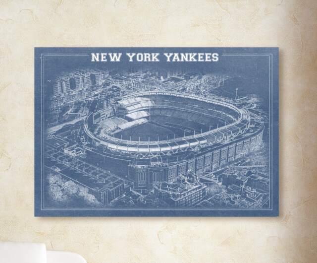 Yankees Stadium Blueprint Art Print New York Baseball Wall Decor - image 1