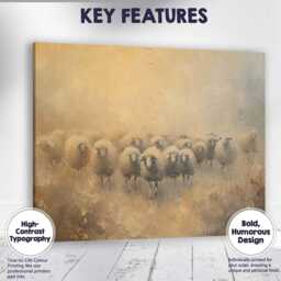 Neutral Rustic Sheep Flock Textured Farmhouse Painting Canvas Wall Art Print Decor Picture Ready To Hang - thumbnail 1
