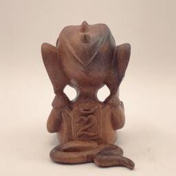 Teak Wood Carved Anime Mouse Statue, Cyber-Ganesh Companion - thumbnail 3