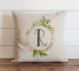 Floral Monogram 20 X Pillow Cover // Everyday Throw Gift Accent Cushion - thumbnail 1