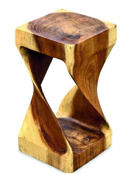 Suar Wood Twist Side Table Medium 60cm High - image 1