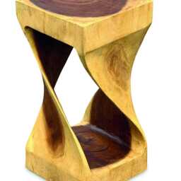 Suar Wood Twist Side Table Medium 60cm High - thumbnail 3