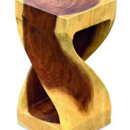 Suar Wood Twist Side Table Medium 60cm High - thumbnail 2
