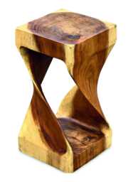 Suar Wood Twist Side Table Medium 60cm High - thumbnail 1