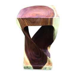 Suar Wood Twist Side Table Medium 60cm High - thumbnail 4