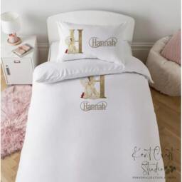 Personalised Girls Beauty Princess Alphabet Pillow Case & Duvet Set - Bedroom Decor Bedding