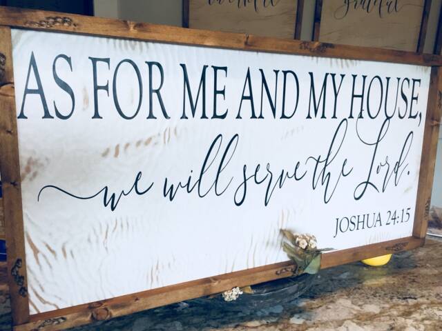 Handmade Farm Style Signas For Me & My House We Will Serve The Lordrustic Unique Decoreveryday Wall Decor - image 1