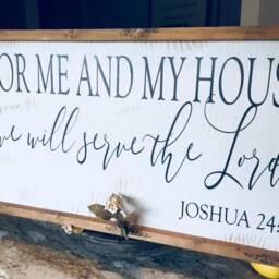 Handmade Farm Style Signas For Me & My House We Will Serve The Lordrustic Unique Decoreveryday Wall Decor - thumbnail 2