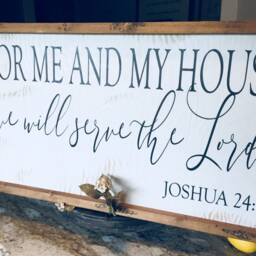 Handmade Farm Style Signas For Me & My House We Will Serve The Lordrustic Unique Decoreveryday Wall Decor - thumbnail 4