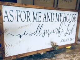 Handmade Farm Style Signas For Me & My House We Will Serve The Lordrustic Unique Decoreveryday Wall Decor - thumbnail 1