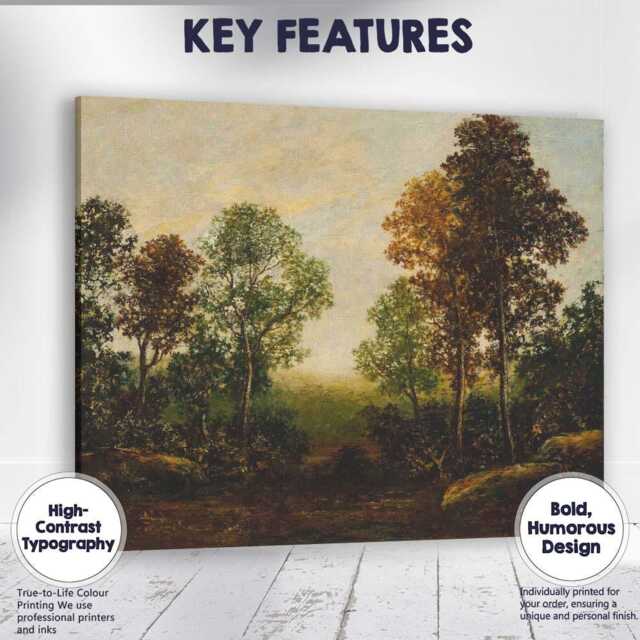 Classic Woodland Trees Landscape Oil Painting Canvas Wall Art Print Decor Picture Ready To Hang - image 1