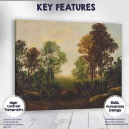 Classic Woodland Trees Landscape Oil Painting Canvas Wall Art Print Decor Picture Ready To Hang - thumbnail 1