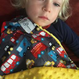 "Colorful & Funky Taxis & Buses Baby Blanket ""Leo" - thumbnail 3