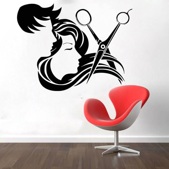 Hair Salon Vinyl Wall Decal Stylist Scissors Decor T101 - image 1