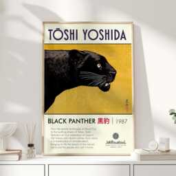 Toshi Yoshida, Black Panther, Japanese Wall Art, Poster, Japandi, Print, Panther Art - thumbnail 1