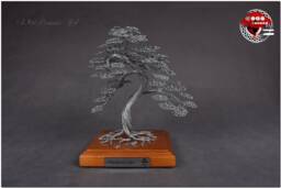 Wire Bonsai Tree On Wooden Base For A Gift - Engraved Dedication Of Wisdom Immortality Steel 11Th Wedding Anniversary
