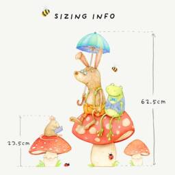 Woodland Toadstool Wall Decal For Kids - Boho Nursery Decor Mushroom Peel & Stick Stickers - thumbnail 3