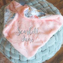 Personalized Baby Blanket, Minky Blanket With Name, Monogram Floral Girl Champagne Rose - thumbnail 3