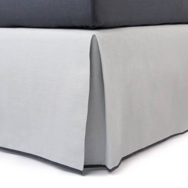 Linen Bed Skirt With Trim, Box Peat Skirts, Tailored Bedskirt Custom, Natural Bedskirts King, Queen, Twin, Full, Single - image 1