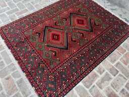 5x6 Vintage Baluchi Wool Rug - Collector's Handmade Afghan Tribal Carpet Geometric Oriental Pattern Area For Living Room, Bedroom - thumbnail 1