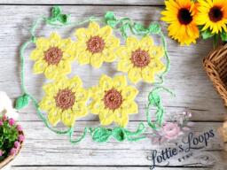 Crochet Sunflower Bunting Handmade Fluffy Yarn Wall Hanging - thumbnail 1
