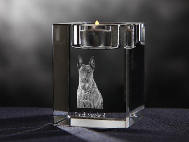 Dutch Shepherd Dog - Crystal Candlestick With Dog, Souvenir, Decoration, Limited Edition, Collection - image 1