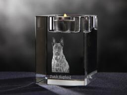 Dutch Shepherd Dog - Crystal Candlestick With Dog, Souvenir, Decoration, Limited Edition, Collection - thumbnail 1