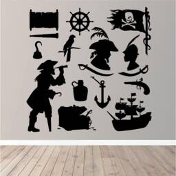 Pirates & Skulls Decal Pack Vinyl Wall Art, Decal, Sticker, Transfer, Mural, Decor, Rent Friendly, Interior, Exterior, Full - 0653 - thumbnail 1