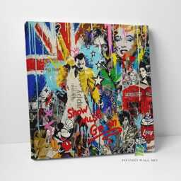Queen Quote Graffiti Canvas Art Wall Print Picture Banksy Style Framed Home Decor -D695 - thumbnail 1