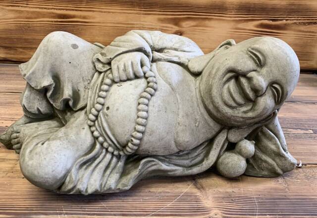 Stone Garden Large Laying Happy Buddha Statue Ornament - image 1