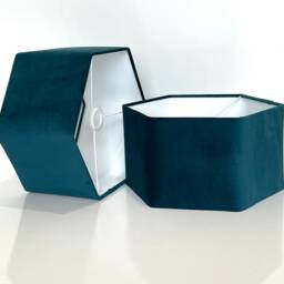 New High Quality Luxury Upholstery Velvet Teal Hexagon Lamp Shade Pendant Light - thumbnail 3