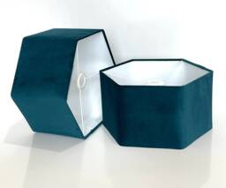 New High Quality Luxury Upholstery Velvet Teal Hexagon Lamp Shade Pendant Light - thumbnail 1