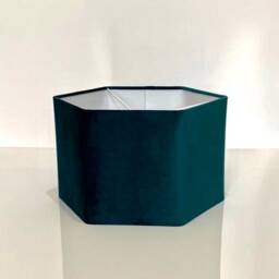 New High Quality Luxury Upholstery Velvet Teal Hexagon Lamp Shade Pendant Light - thumbnail 2