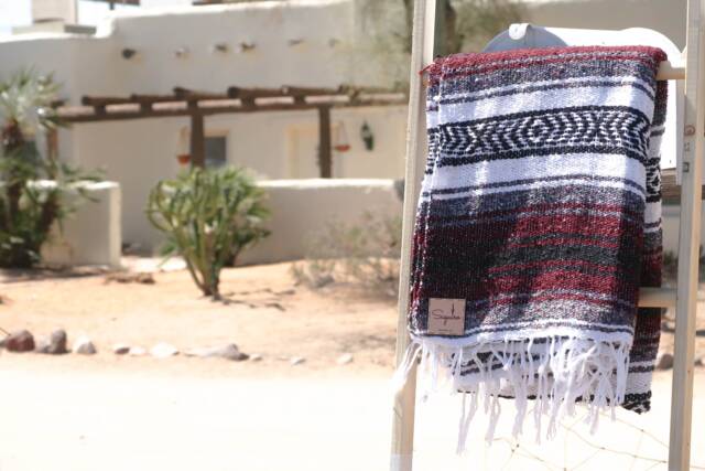 Mexican Blanket Falsa Yoga Soft Handwoven Throw Burgundy Red - image 1