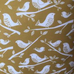 "Scandinavian Skandi Birds Mustard Ochre Cream Cushion Cover 16"" 18" - thumbnail 3